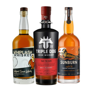 Fall Flavor Trio — Triple Dog Irish Whiskey, Sunburn Cinnamon Rum & Whiplash Whipped Cream Whiskey (3 x 750Ml)