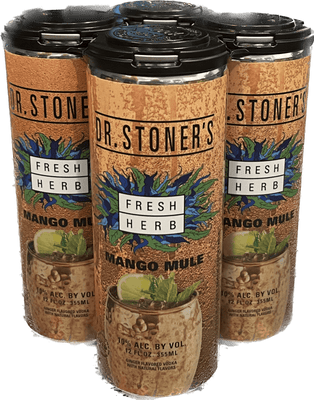 Dr. Stoner's Fresh Herb Vodka Mango Mule (RTD), 4 x 12 oz