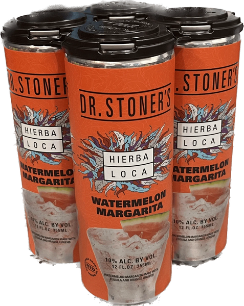 Dr. Stoner's Tequila Hierba Loca Watermelon Margarita, 4 X 12 Oz