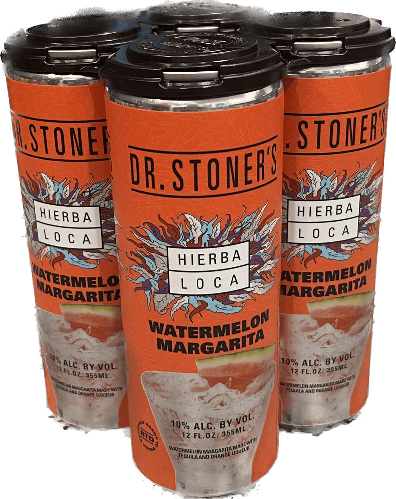 Dr. Stoner's Tequila Hierba Loca Watermelon Margarita, 4 X 12 Oz