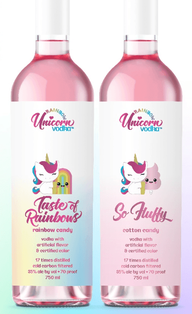 Rainbow Unicorn Vodka Duo 2 x 750ml Cotton Candy and Rainbow Candy