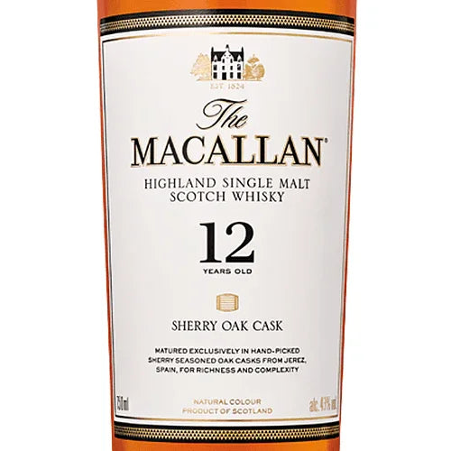 The Macallan 12 Year Sherry Cask Scotch Whiskey The Macallan 12 Year Sherry Cask Scotch Whiskey