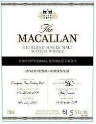 The Macallan Exceptional Single Cask Scotch 2020 ESB-10935/02 (750ml)