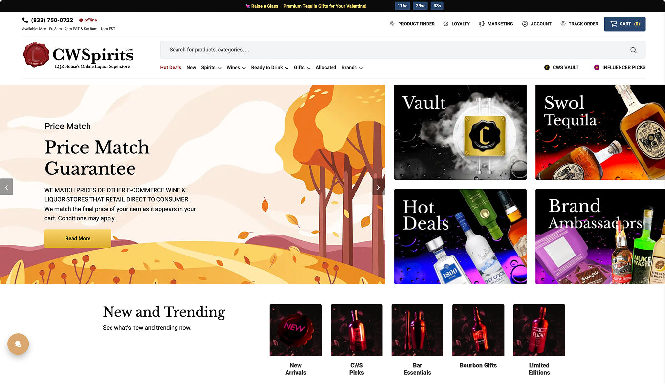 Country Wine and Spirits shelves stocked with curated wine and spirits